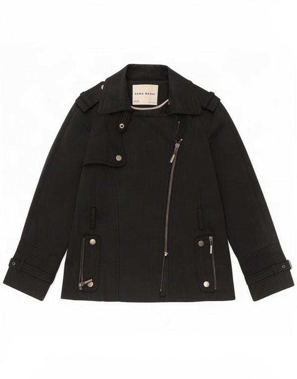 Trench corto da donna Zara UK 14 grande nylon nero