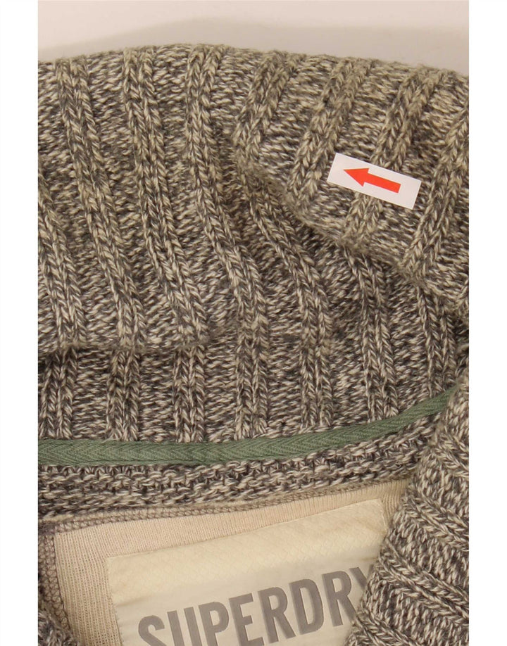 Maglione cardigan da uomo Superdry in cotone grigio medio
