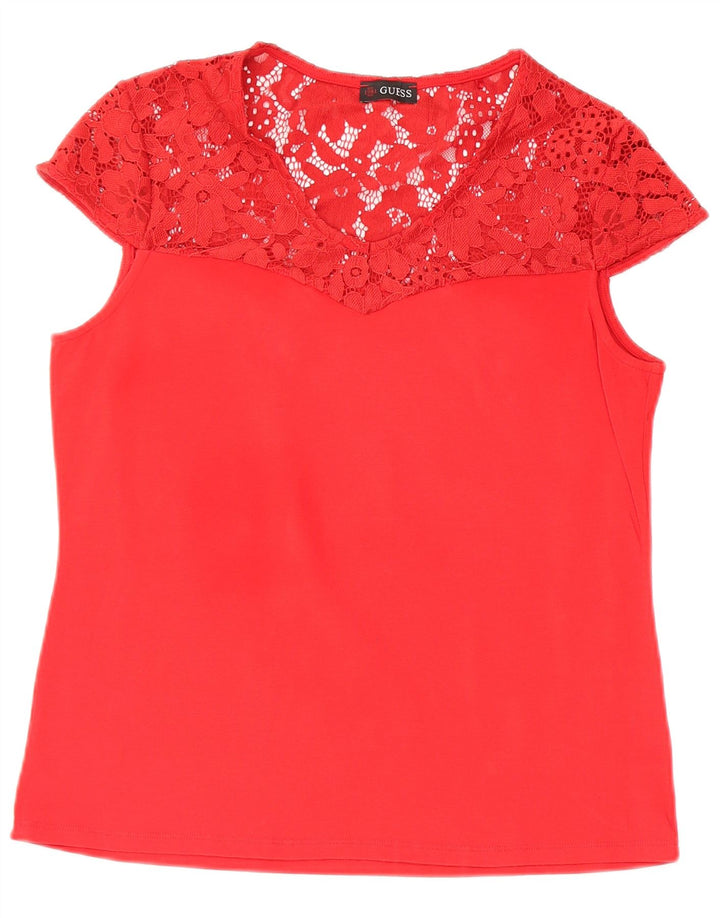 GUESS Camicetta da donna Top UK 12 Medio Rosso Floreale