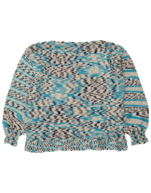 Maglione maglione vintage da donna con scollo a barca UK 16 grandi strisce blu