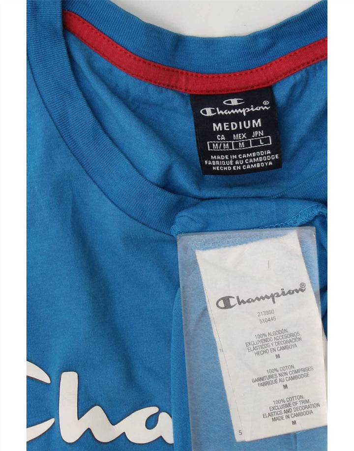 T-shirt grafica da uomo Champion Top in cotone blu medio