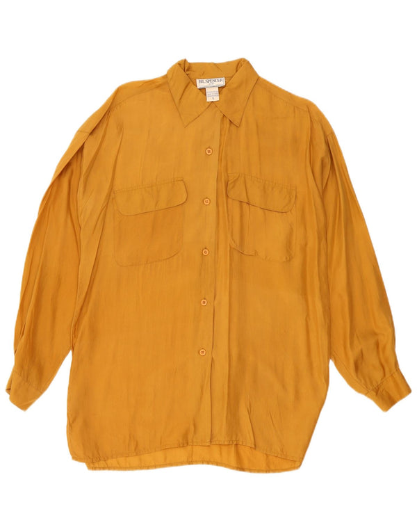 Camicia lunga oversize da donna H.L.Spencer UK 10 piccola seta gialla