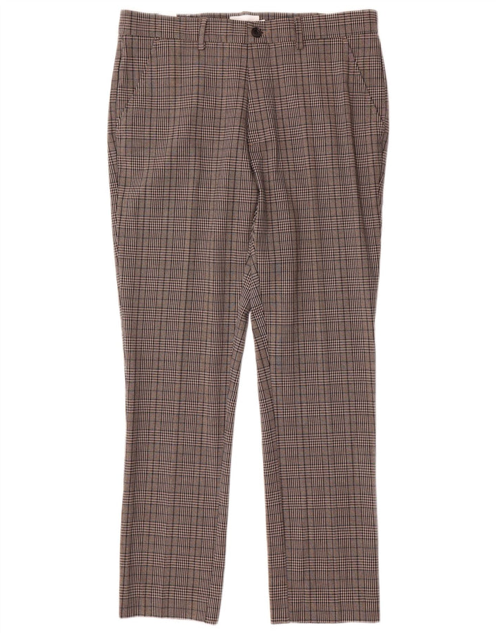 Pantaloni chino slim da uomo Farah W32 L30 poliestere a quadri grigi