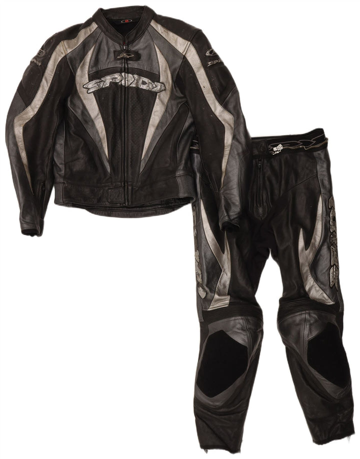 Set da 2 pezzi con grafica moto Spidi da uomo, taglia 48, media, in pelle nera