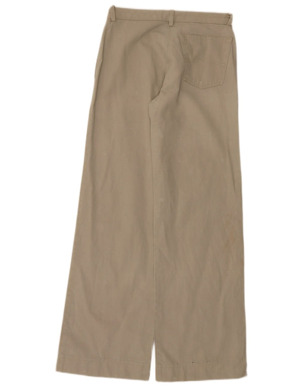 Pantaloni casual a gamba larga da donna Armani UK 8 Small W26 L31 Cotone beige