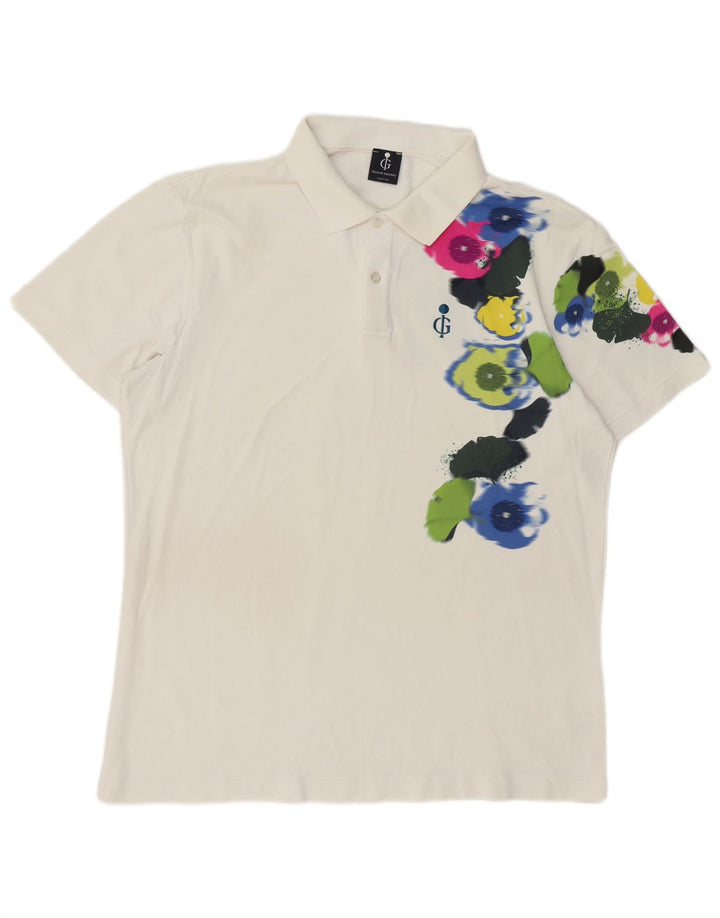 Polo grafica da uomo VINTAGE 2XL poliammide floreale bianco sporco