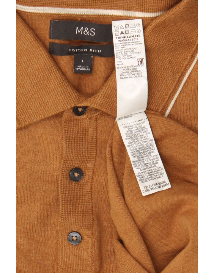 Maglione da uomo Marks & Spencer con collo alto, grande cotone beige