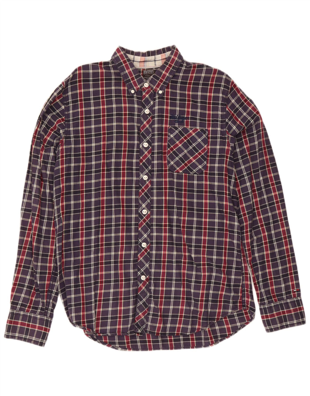 Camicia da uomo Tommy Hilfiger XL blu navy a quadri in cotone