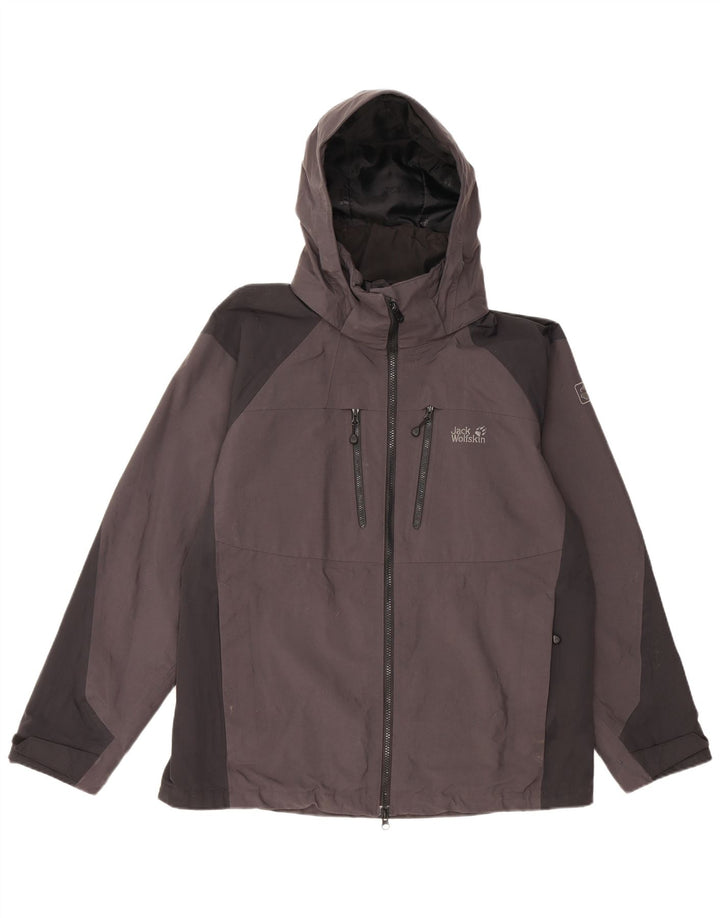 Giacca antipioggia con cappuccio da uomo Jack Wolfskin UK 40/42 Large Grey Colourblock