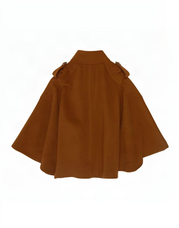 Cappotto Mantella Militare Donna Sisley IT 46 Large Marrone Lana