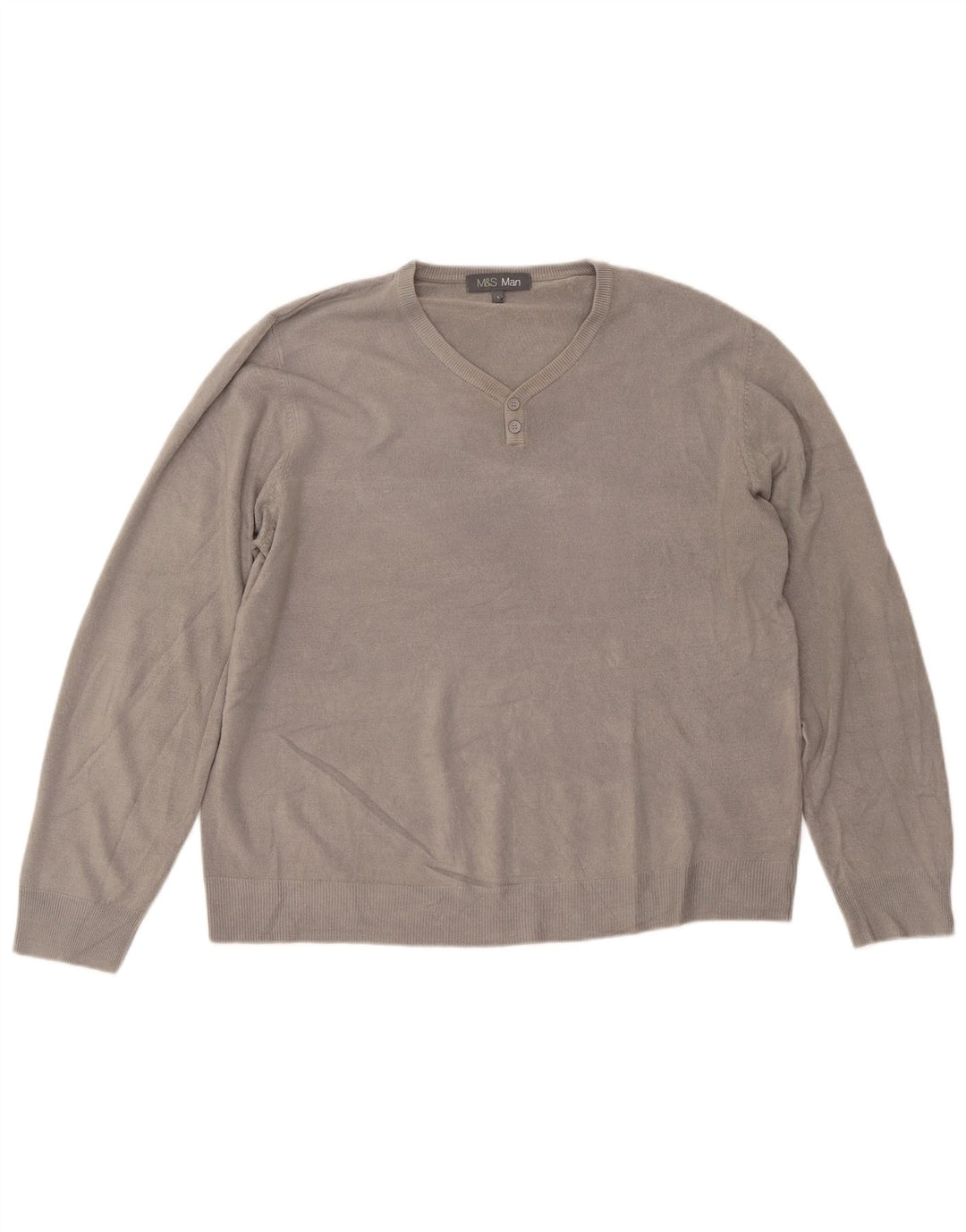 Maglione da uomo con scollo a V Marks & Spencer grande acrilico grigio