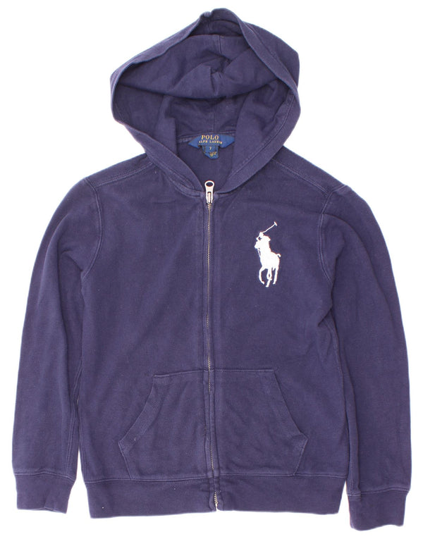 Polo Ralph Lauren Maglione con cappuccio e zip per ragazzi 6-7 anni in cotone blu navy