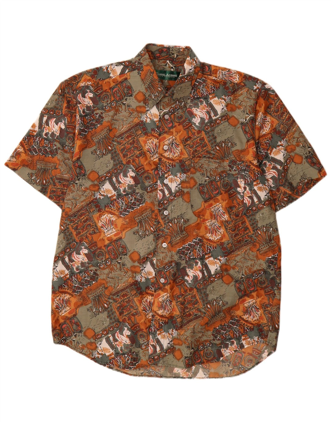 Camicia vintage da uomo con motivo astratto taglia 39 media multicolore