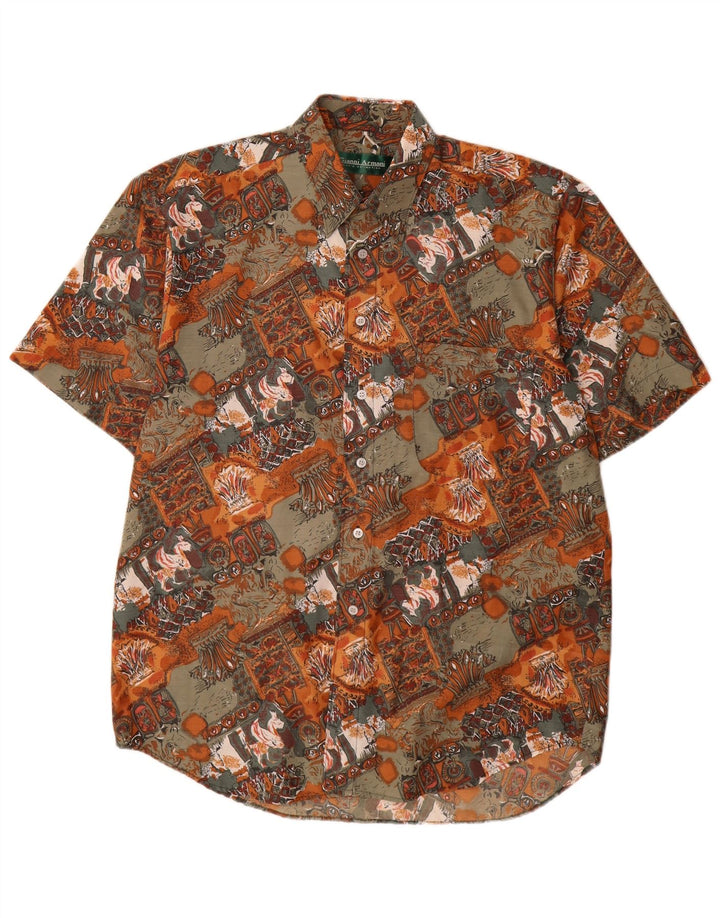 Camicia vintage da uomo con motivo astratto taglia 39 media multicolore