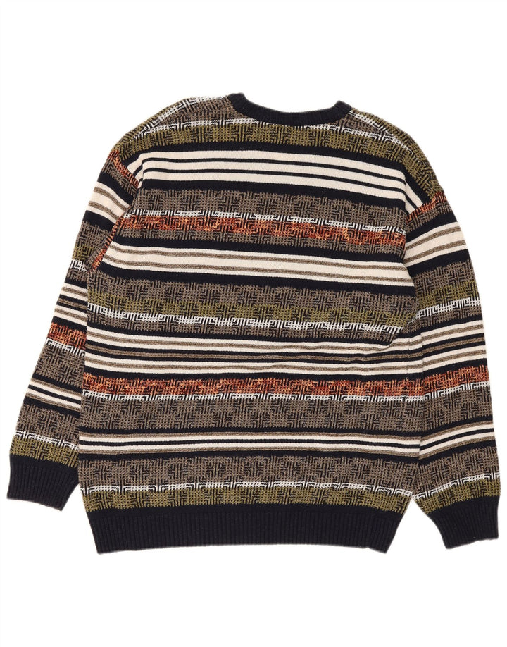 Maglione Giramondo da uomo con scollo a V grande geometrico multicolore