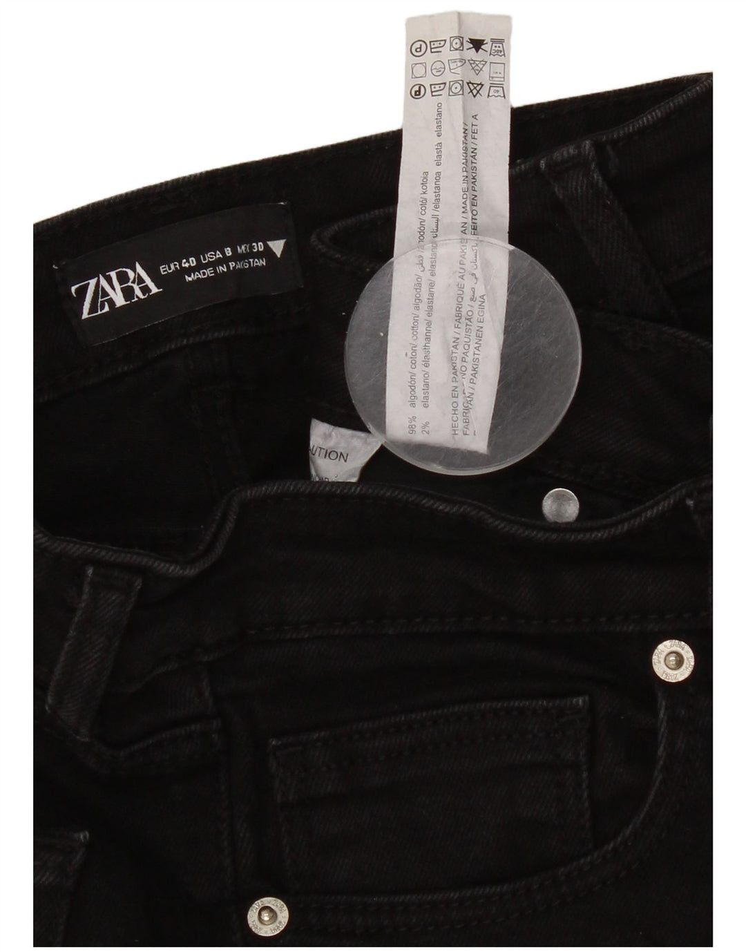 Jeans dritti da donna Zara EU 40 medio W30 L32 cotone nero