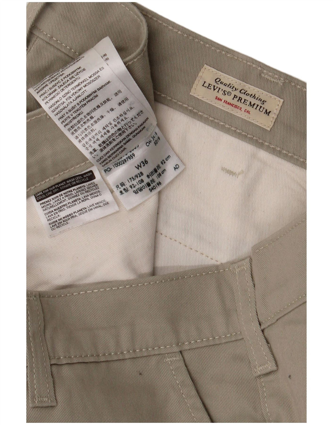 Pantaloni chino affusolati da uomo LEVI'S W36 L28 in cotone beige