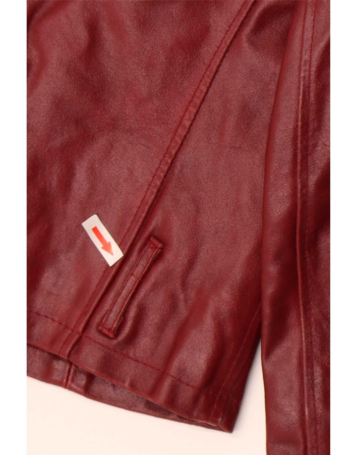Giacca da motociclista in pelle doppio petto da donna Sasch UK 12 media rossa