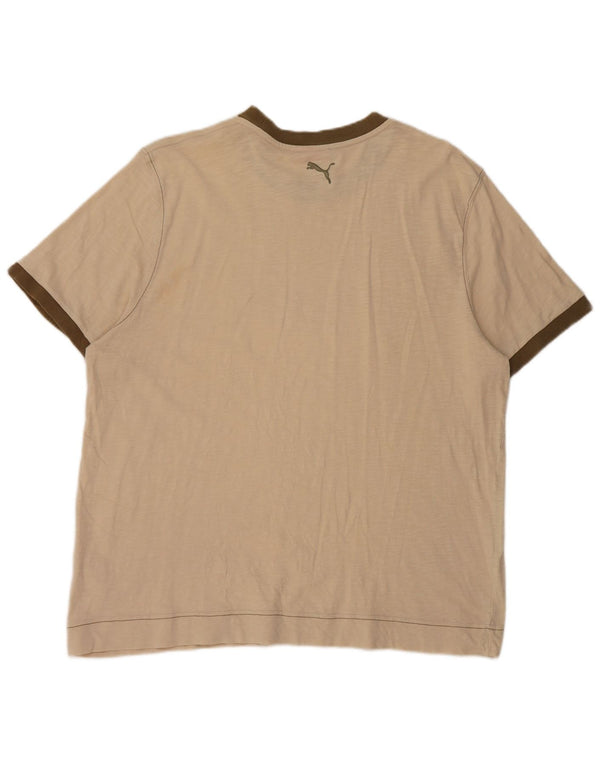 T-shirt grafica da uomo Puma Top 2XL in cotone beige