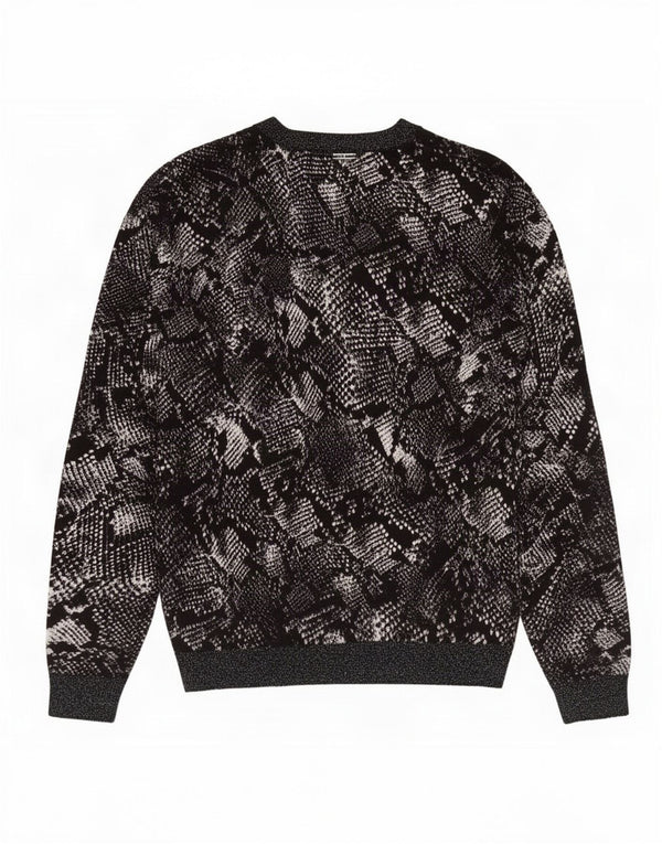 Maglione maglione con scollo a V da donna Liu Jo UK 10 piccola stampa animalier nera