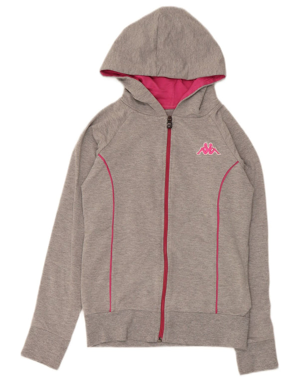 Maglione con cappuccio e zip Kappa per ragazzi 11-12 anni in cotone grigio