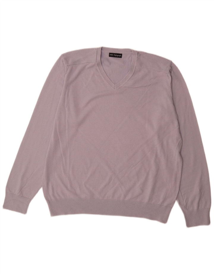 Maglione da uomo con scollo a V autografo Marks & Spencer XL in cotone blu