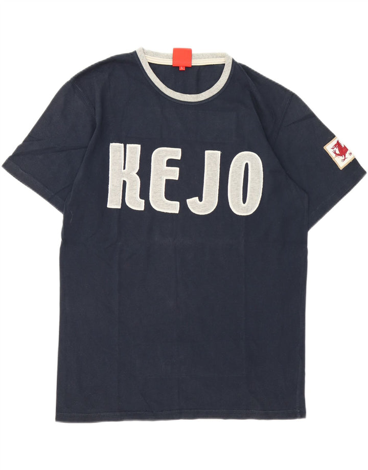 T-shirt grafica da uomo Kejo Top grande in cotone blu navy
