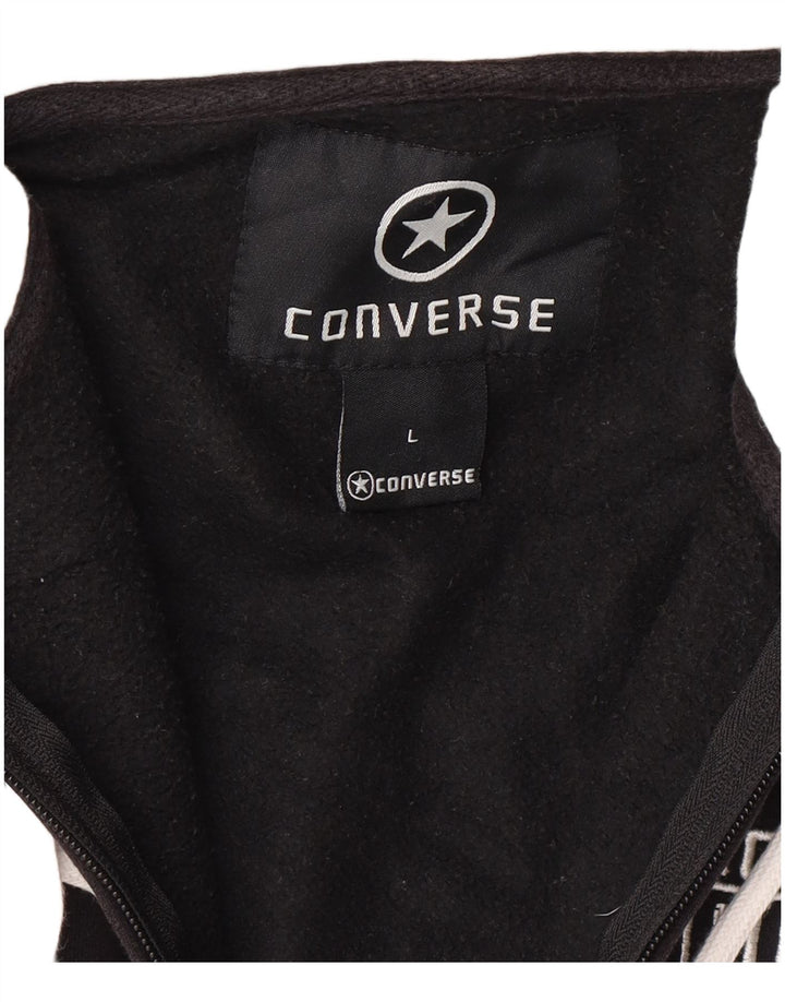 Maglione con cappuccio e zip grafica da uomo Converse grande in cotone nero