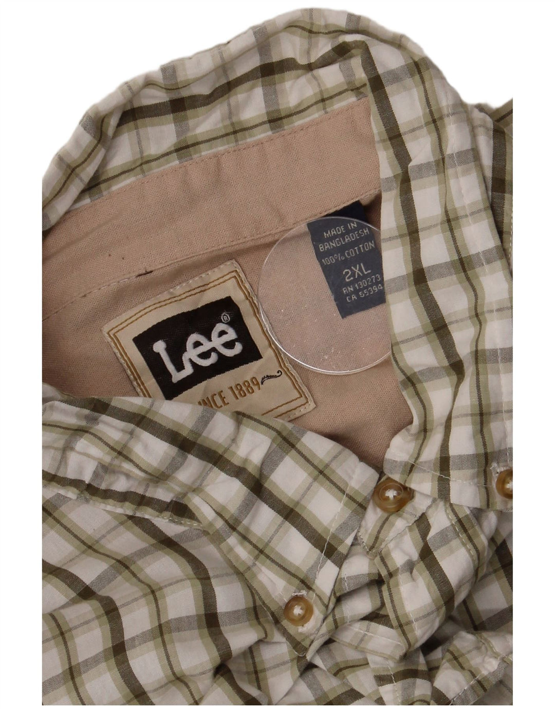Camicia da uomo Lee 2XL in cotone a quadri verdi