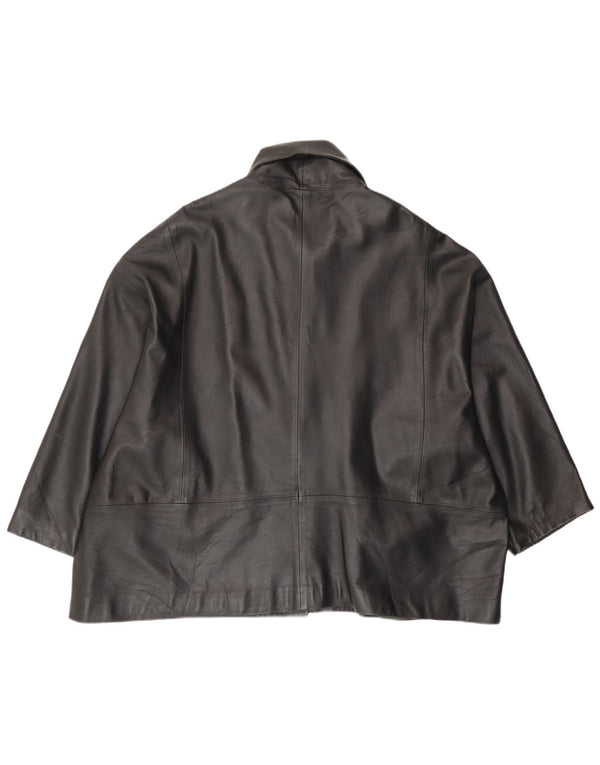 Giacca in pelle vintage da donna UK 18 XL in pelle nera