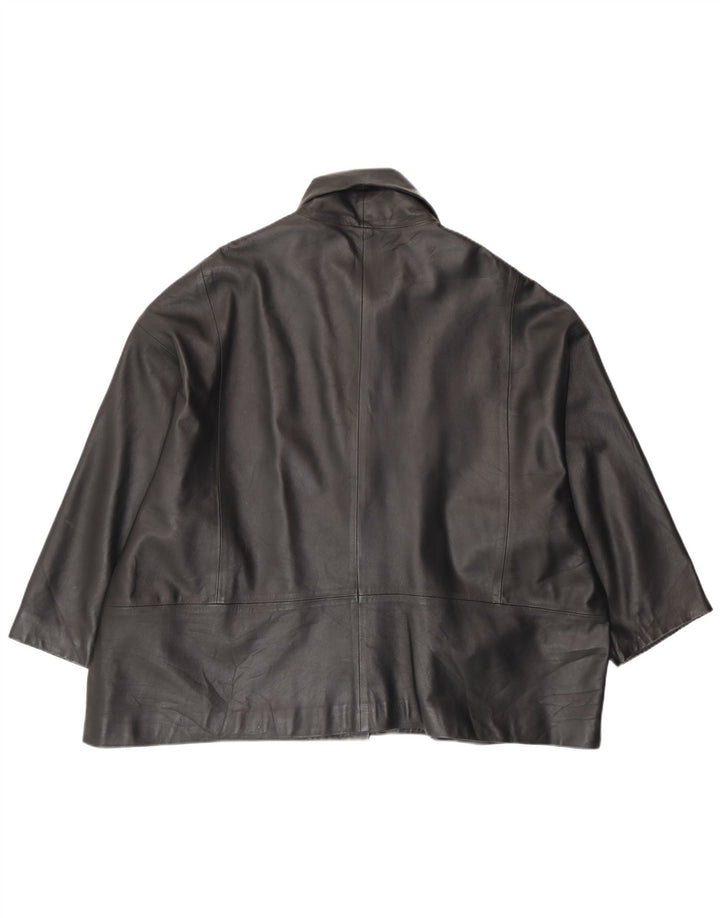 Giacca in pelle vintage da donna UK 18 XL in pelle nera