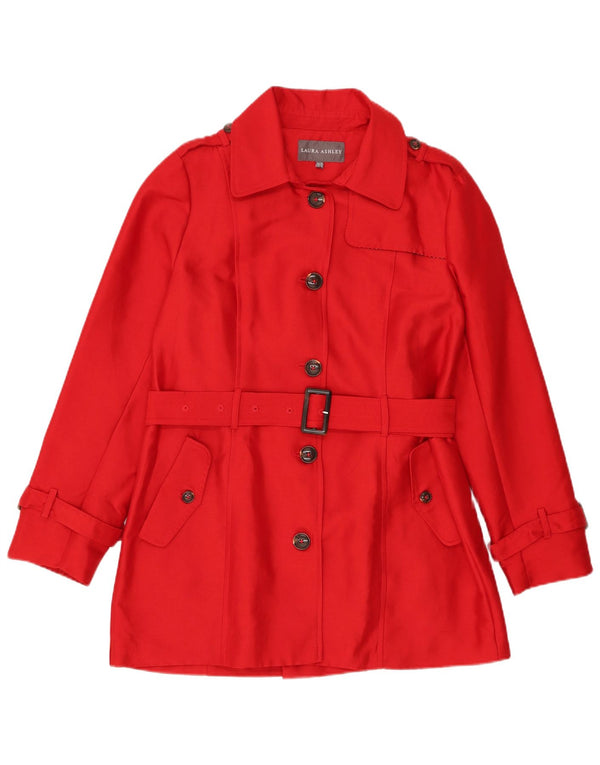 Trench da donna Laura Ashley UK 14 poliestere rosso medio