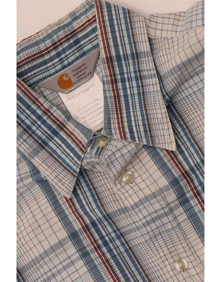 Camicia a maniche corte da uomo Carhartt, cotone a quadri blu grandi