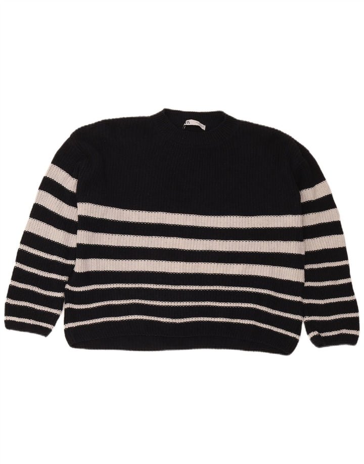 Maglione girocollo oversize da donna Zara UK 10 piccolo a righe nere