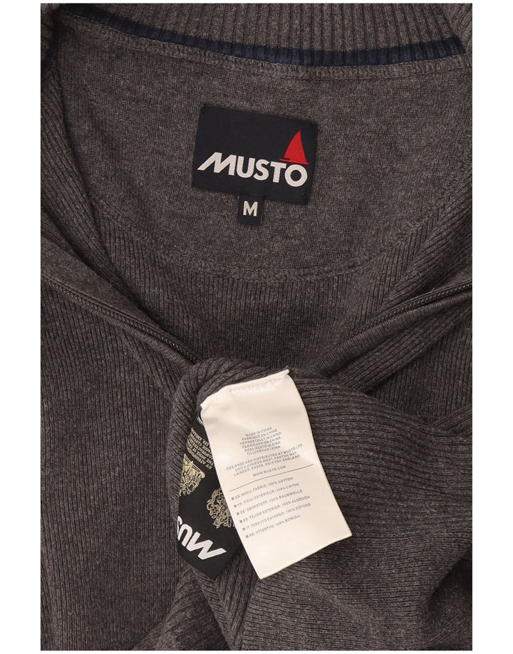 Maglione da uomo Musto con zip e collo in cotone grigio medio