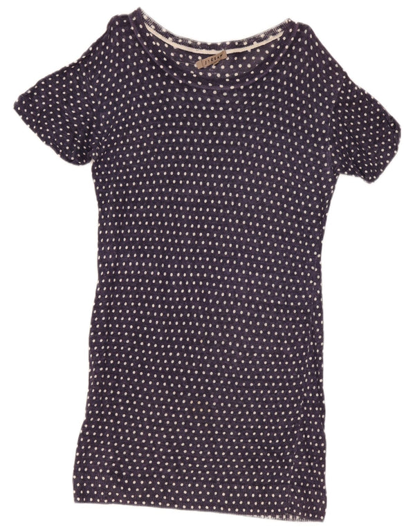Abito T-shirt da donna Jigsaw UK 14 Lino medio a pois blu navy