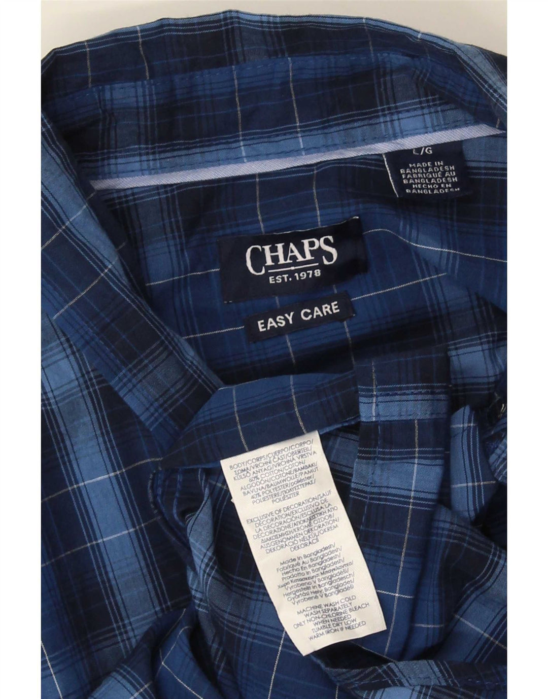 Camicia a maniche corte da uomo Chaps Large in cotone a quadri blu navy