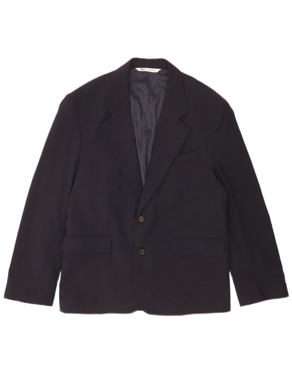 Giacca blazer a 2 bottoni da uomo Zara IT 48 poliestere blu navy medio