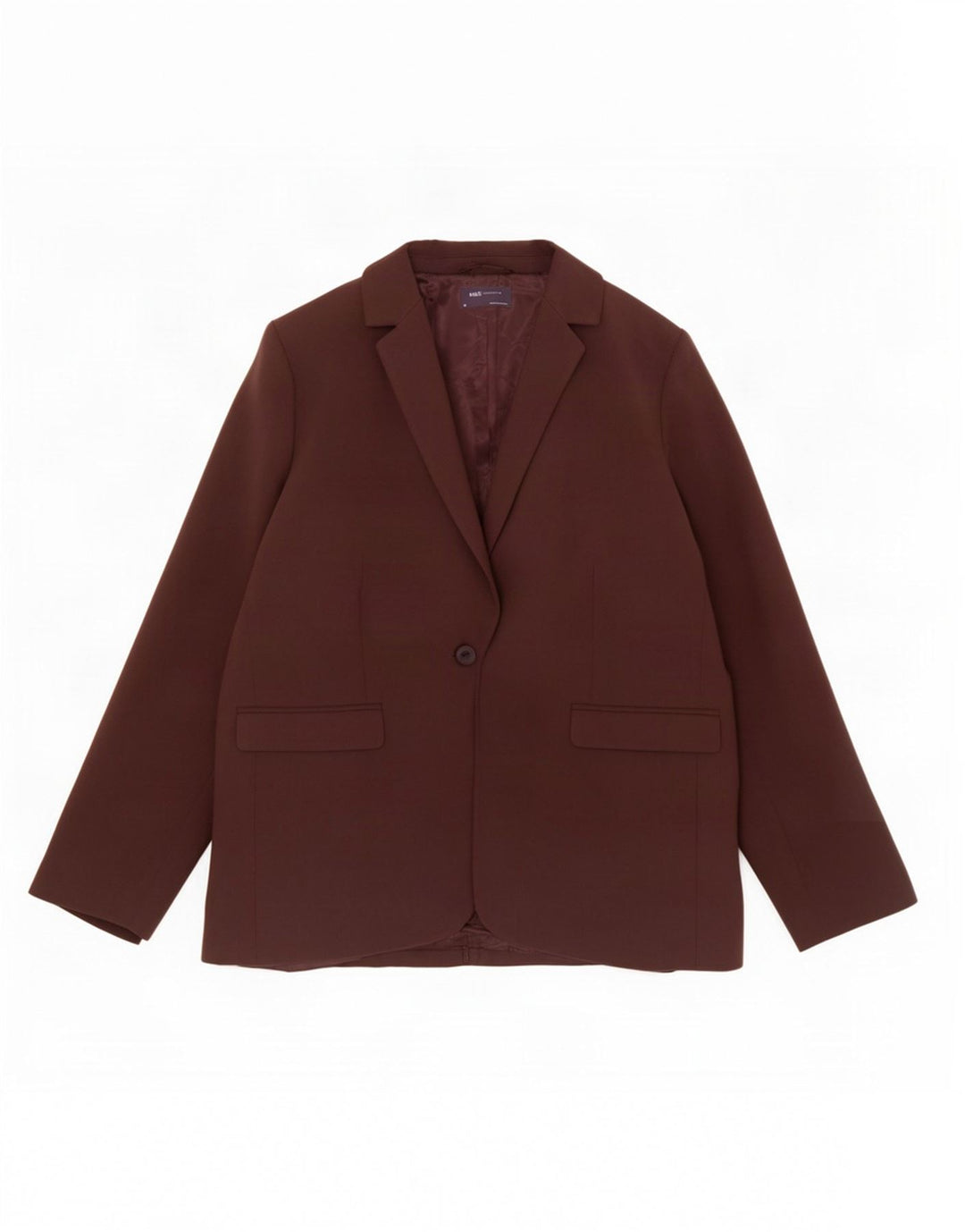 Giacca blazer a 1 bottone Marks & Spencer da donna UK 18 XL poliestere marrone