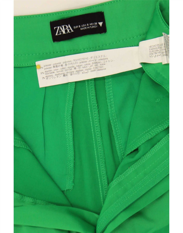 Pantaloncini casual a vita alta da donna Zara piccoli W26 poliestere verde