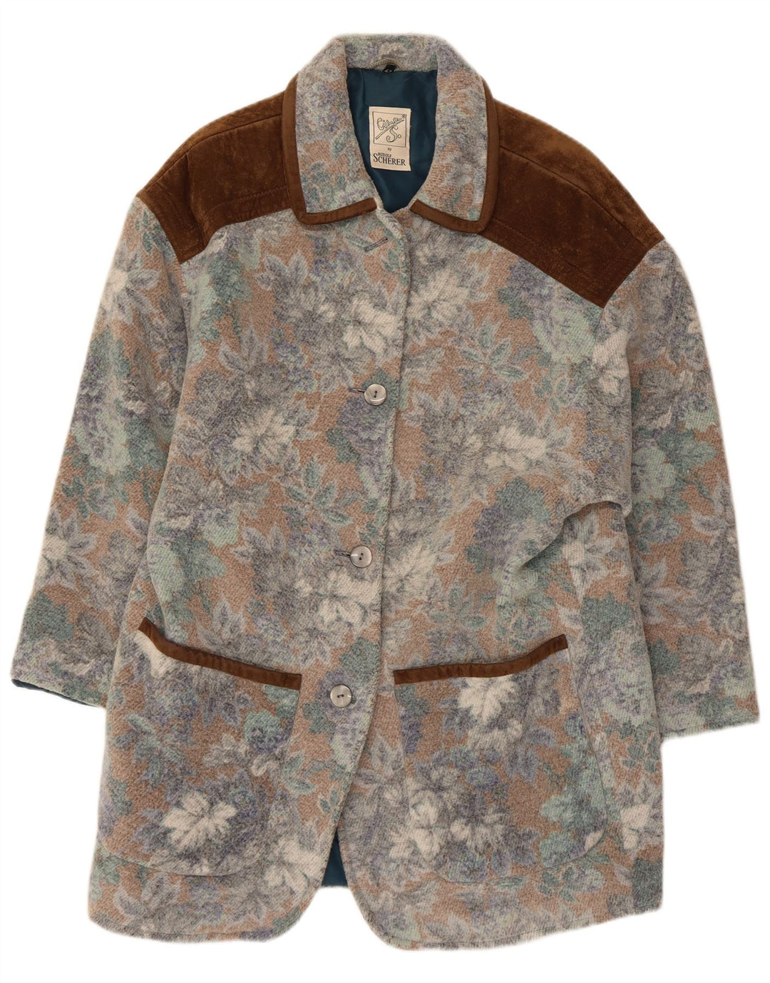 Soprabito da donna vintage IT 42 Acrilico floreale multicolore medio
