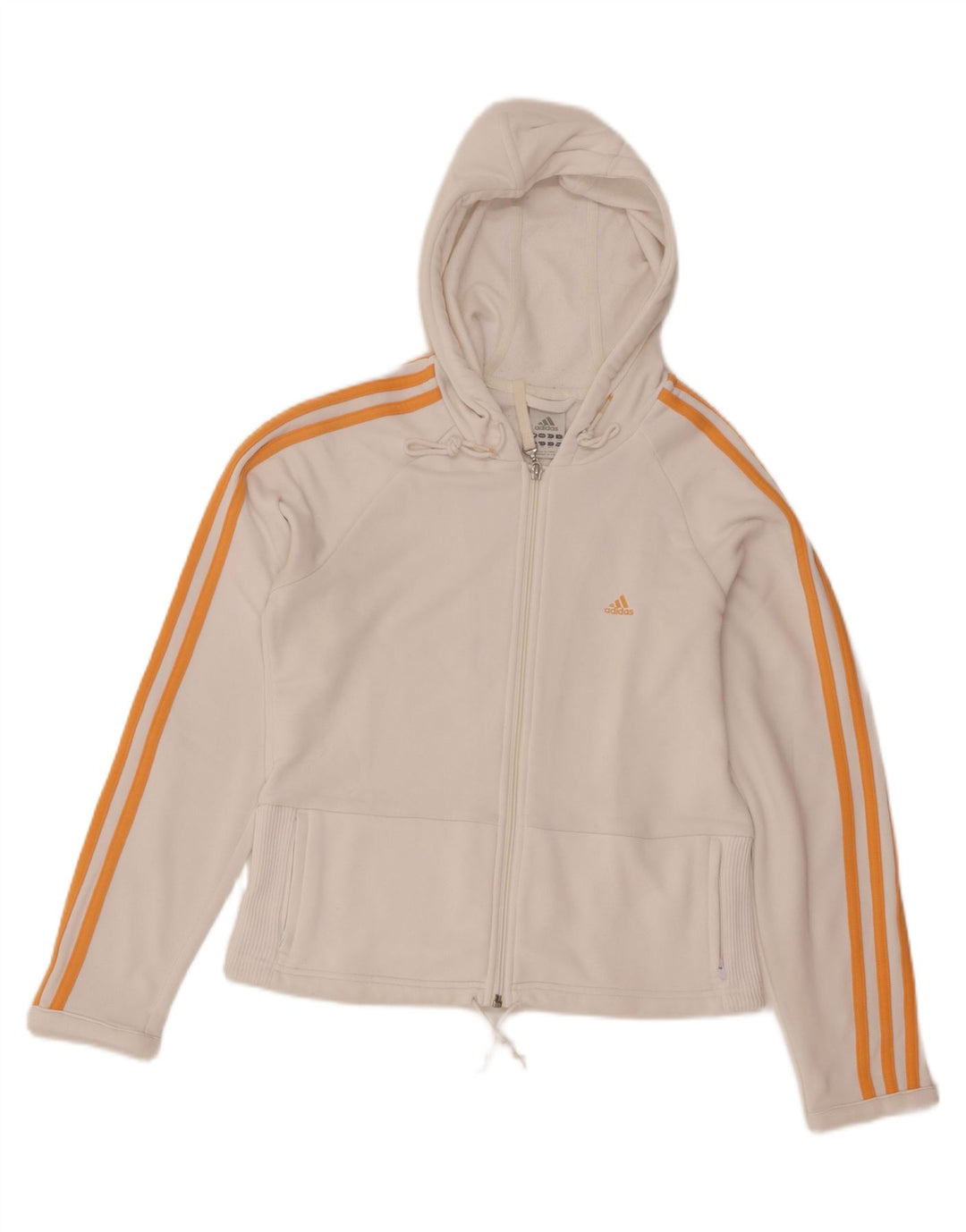 Maglione con cappuccio e zip corta Adidas da donna UK 16 Large Poliestere bianco