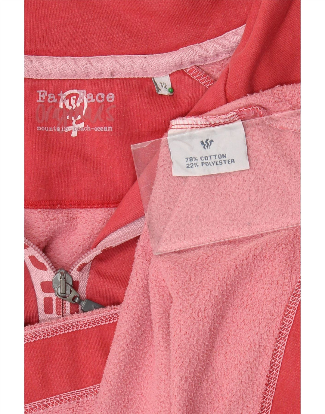 FAT FACE Felpa con collo con zip grafica da donna Maglione UK 12 Rosa medio