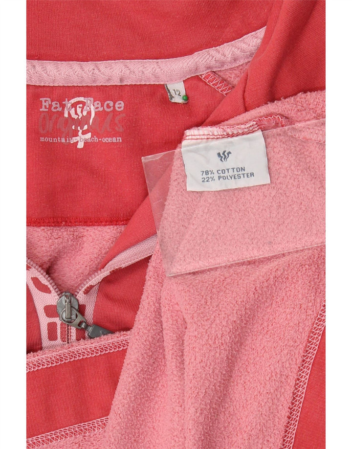FAT FACE Felpa con collo con zip grafica da donna Maglione UK 12 Rosa medio