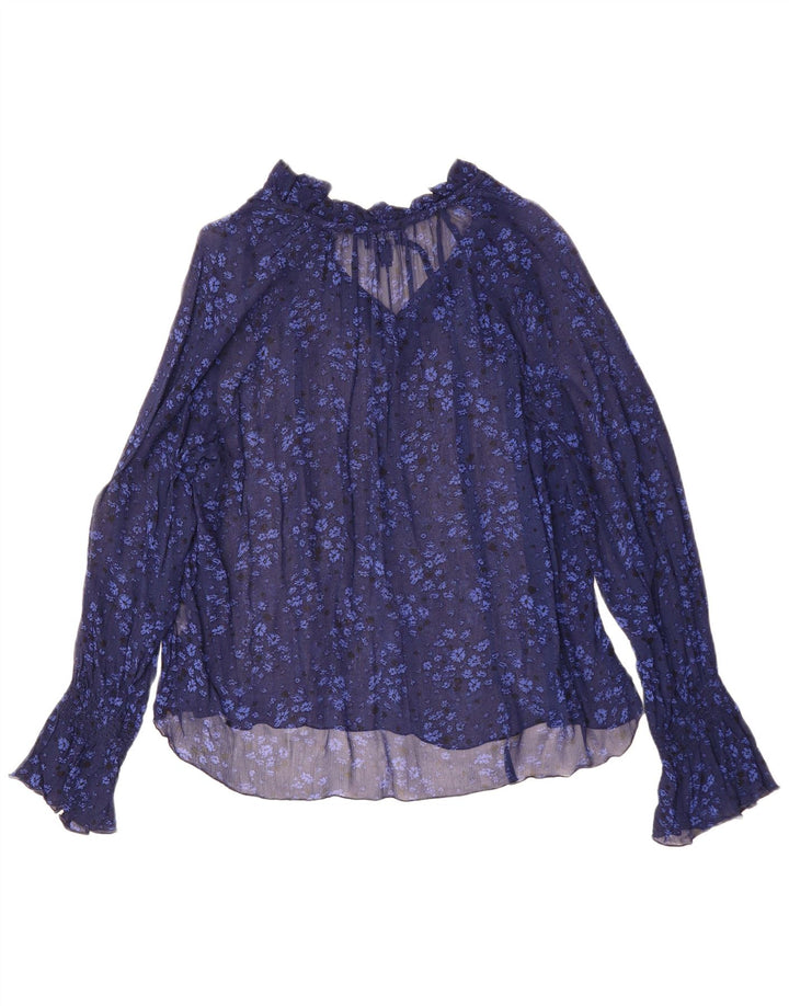 GANT Camicetta oversize a maniche lunghe da donna UK 12 Medio Blu navy floreale
