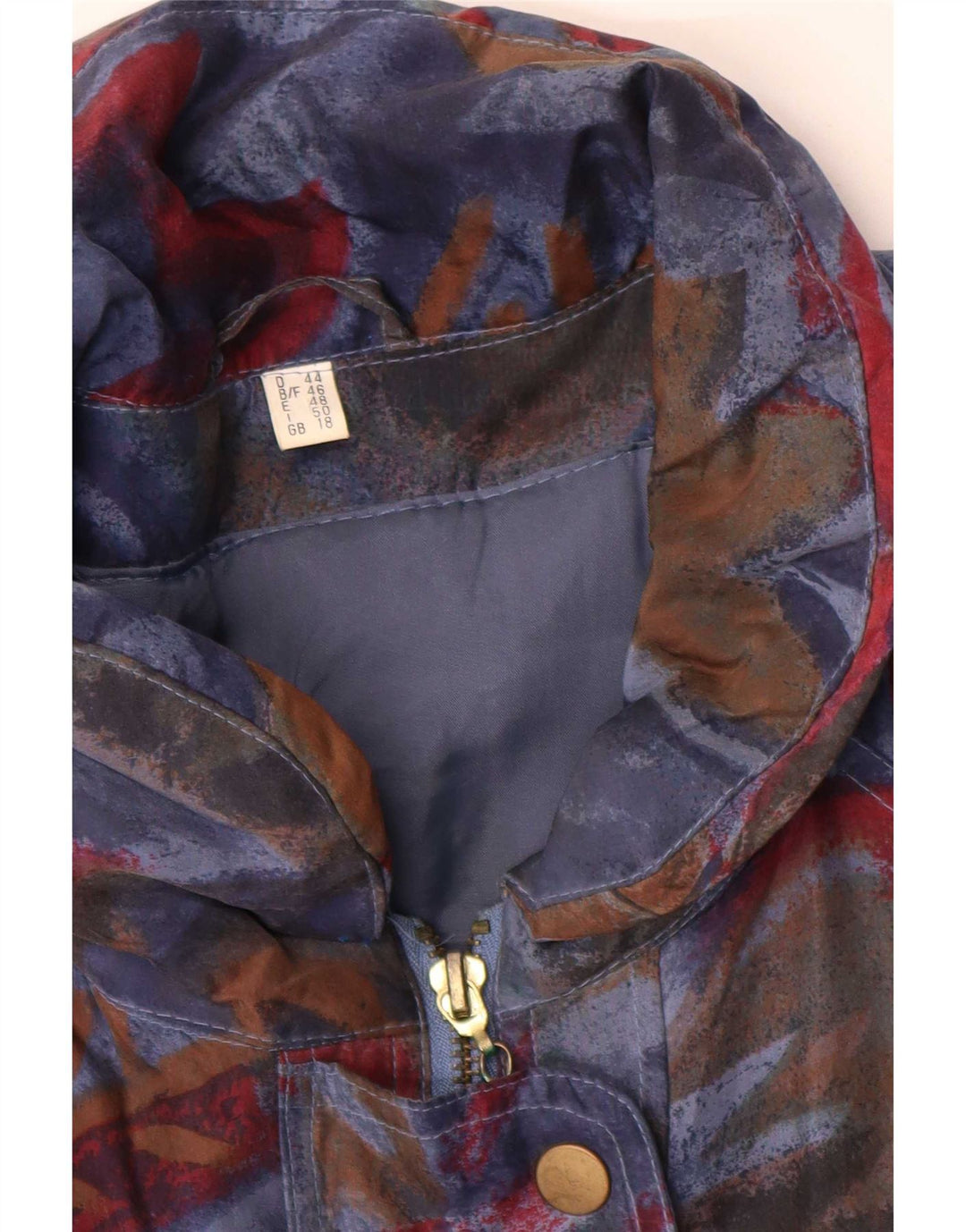 Cappotto imbottito vintage da donna con motivo astratto UK 18 XL multicolore