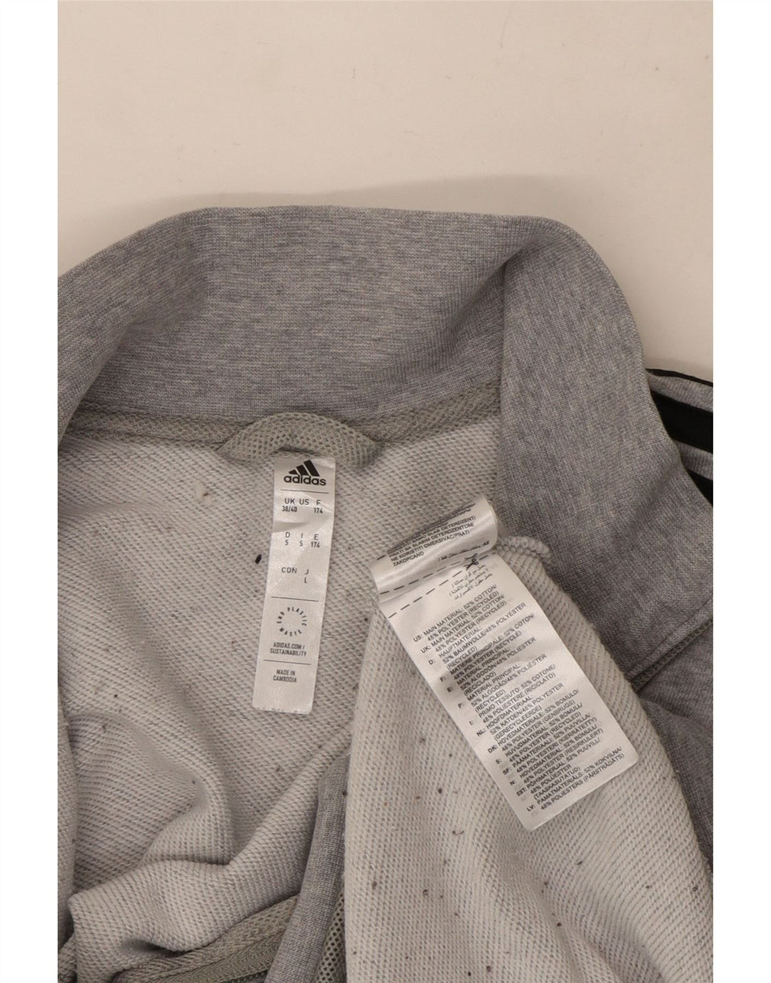 Giacca da tuta da uomo Adidas UK 38/40 Cotone chiazzato grigio medio