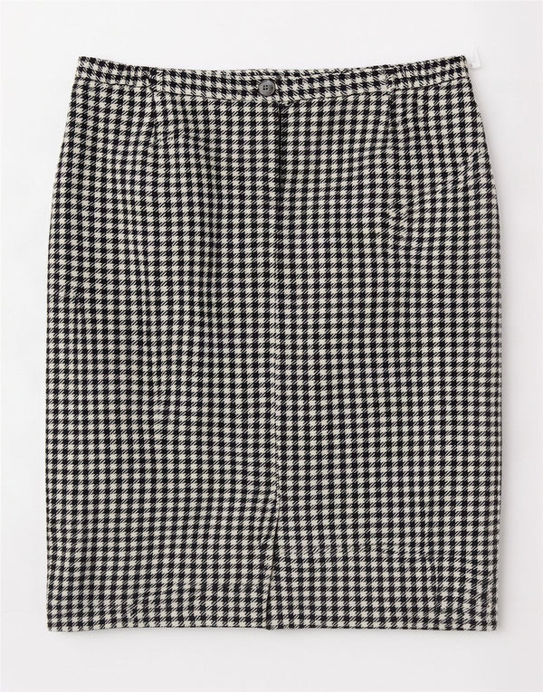 Gonna longuette da donna Eastex UK 14 media W30 lana pied de poule nera