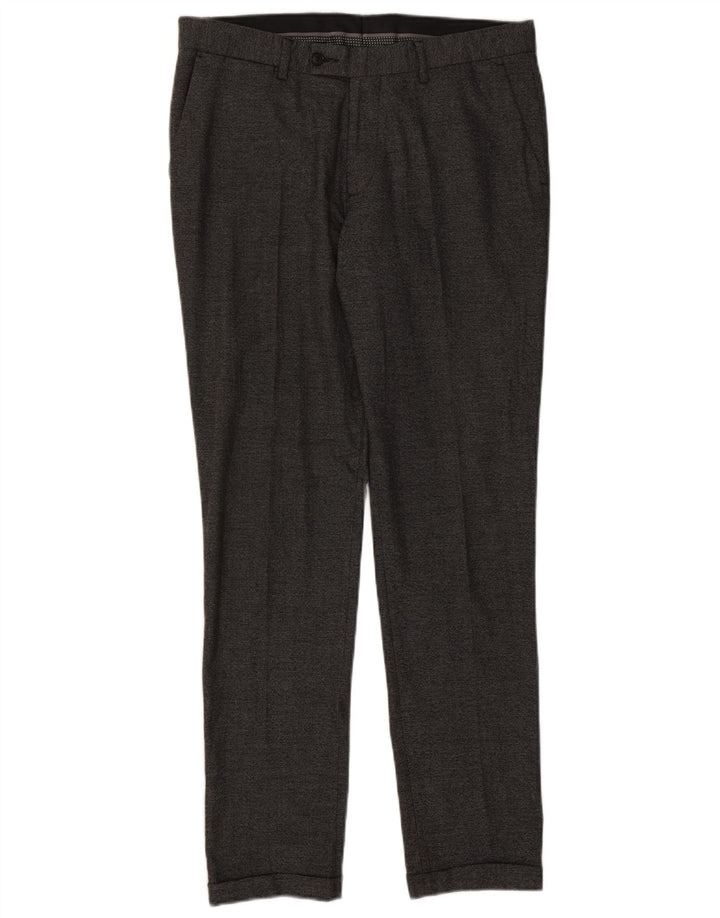 Pantaloni da abito slim da uomo Zara EU 42 Large W32 L32 Poliestere grigio