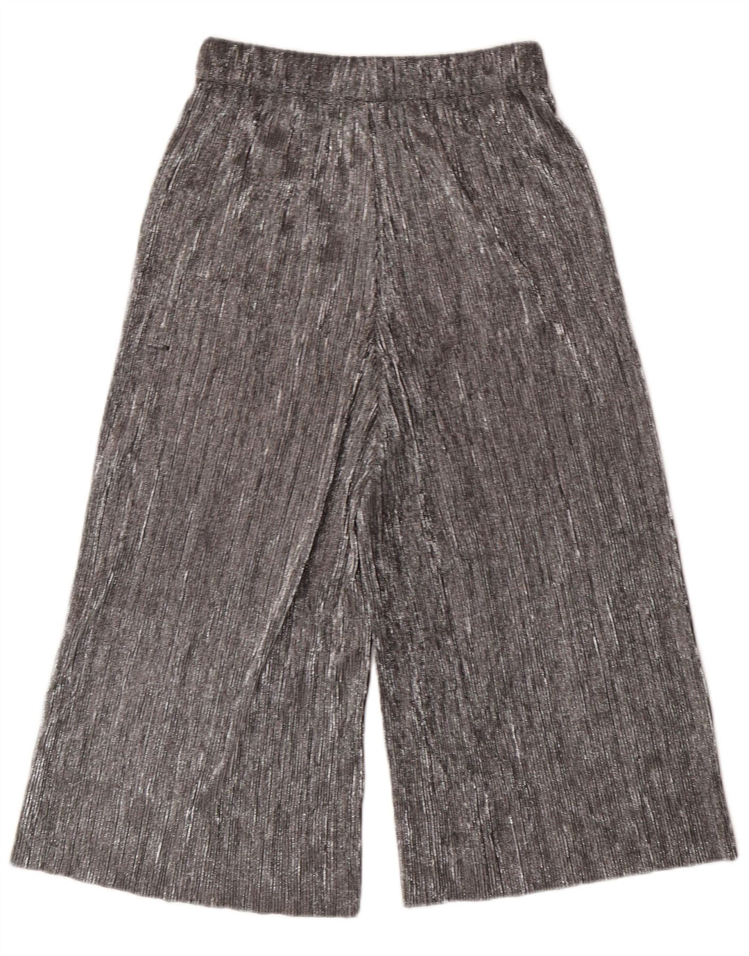 Pantaloni Capri da Donna a Gamba Larga ZARA XS W24 L20 Argento Poliestere